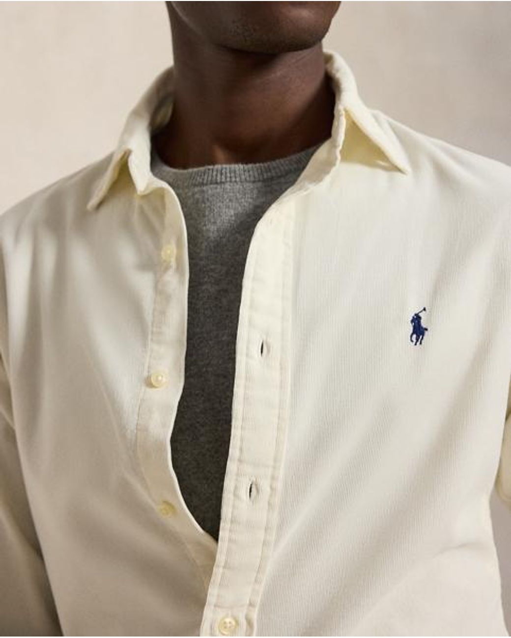 Polo Ralph Lauren White Custom Fit Corduroy Shirt for men
