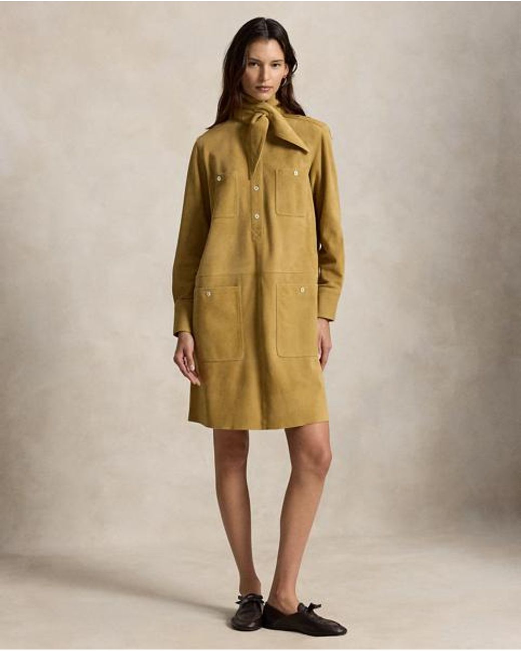 Polo Ralph Lauren Yellow Suede Utility Dress
