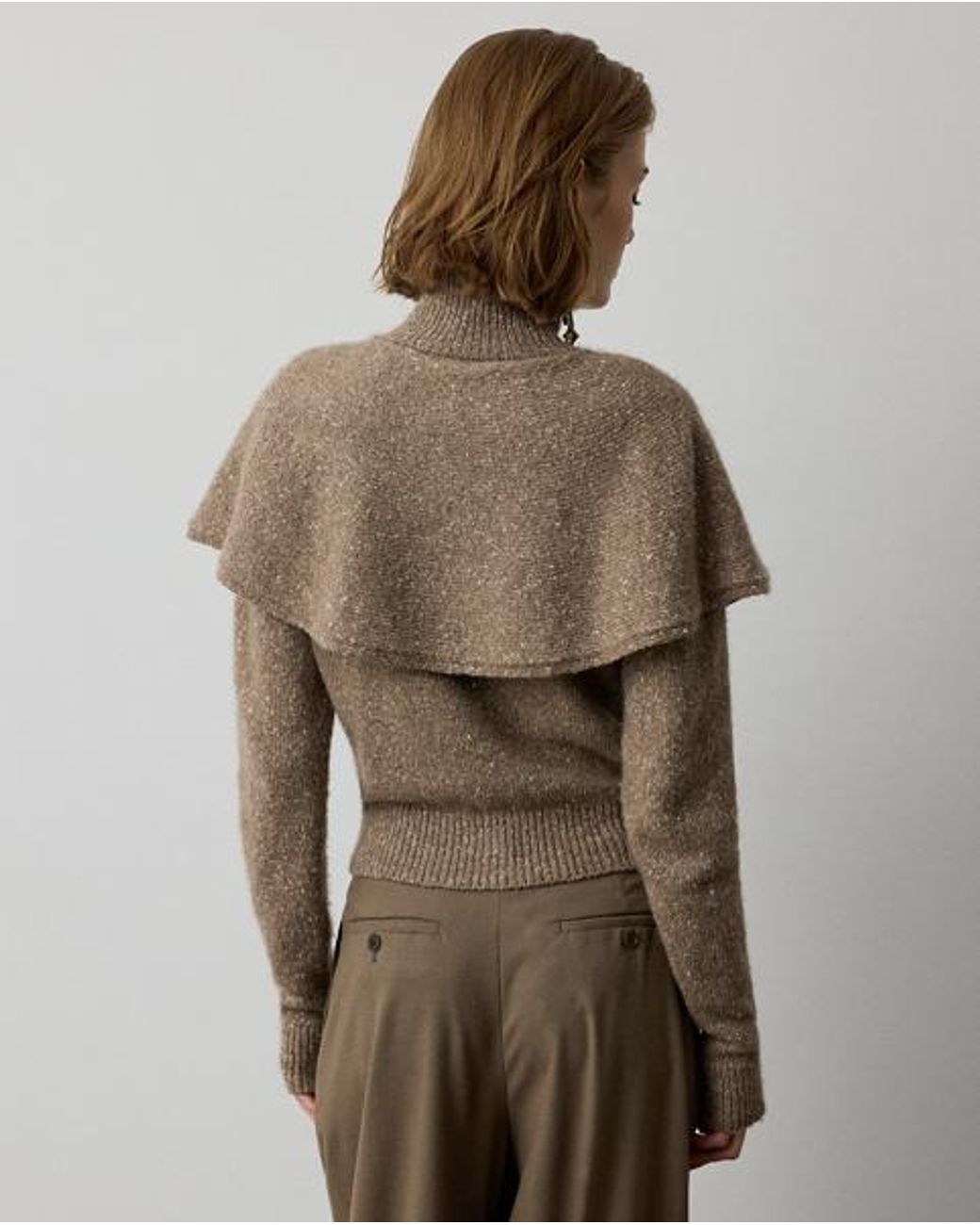 Ralph Lauren Brown Cashmere Donegal Cape Cardigan Jumper