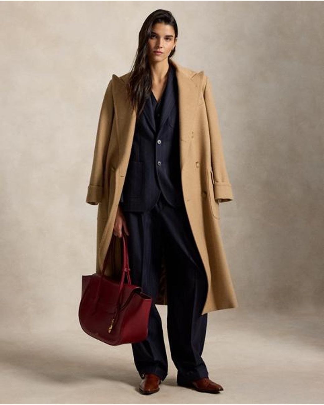 Ralph Lauren Blue Bacall Pinstripe Wool Trouser