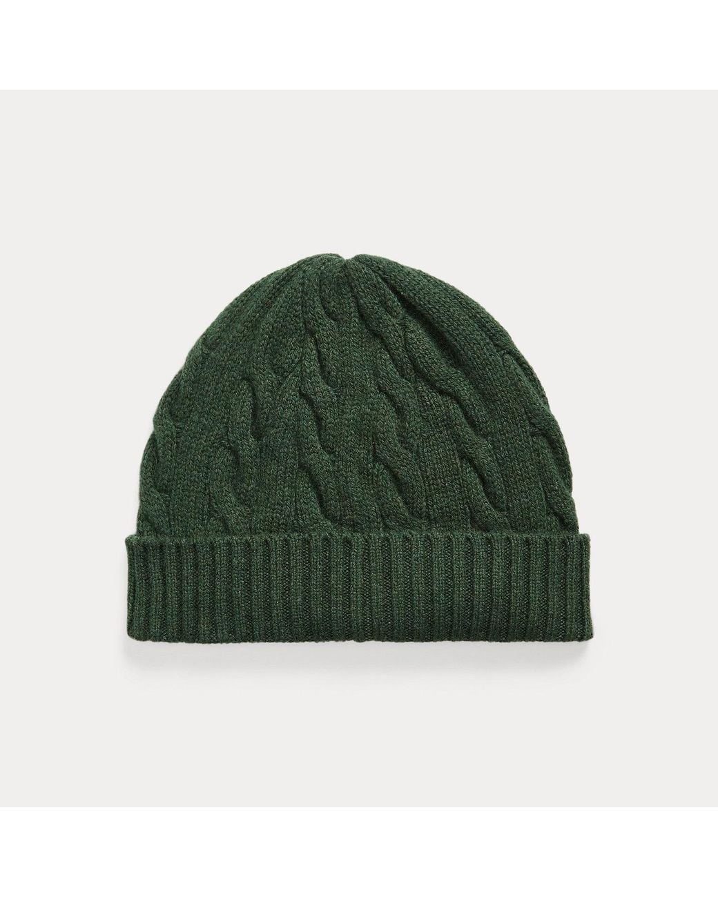 Polo Ralph Lauren Green Cable-Knit Wool-Cashmere Beanie for men