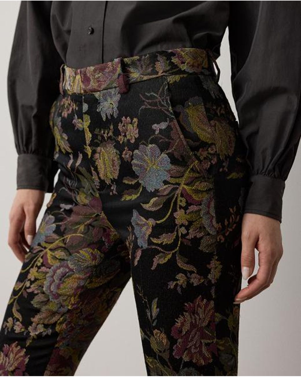 Ralph Lauren Black Wrigley Ii Floral Jacquard Pant