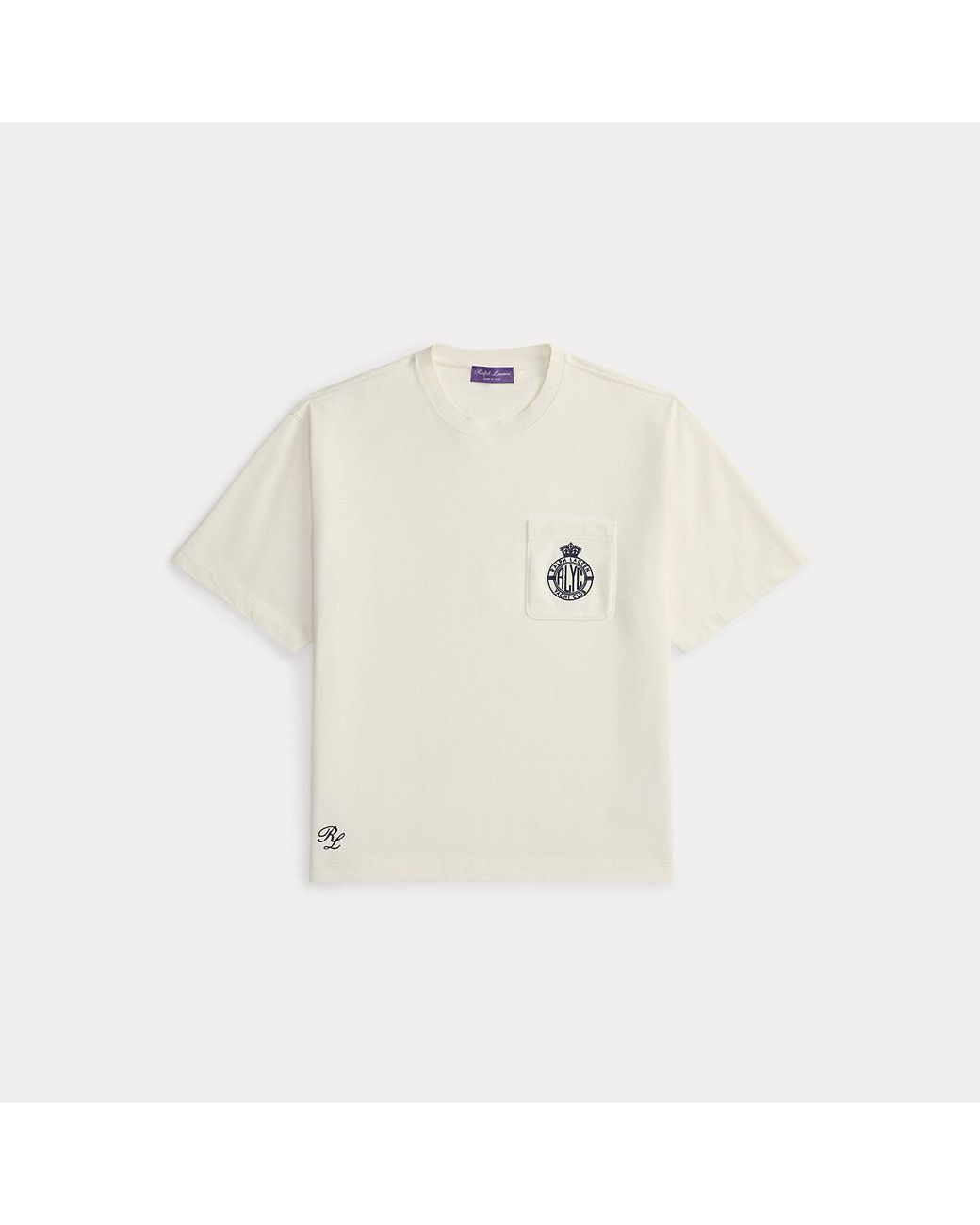 Ralph Lauren White Relaxed Fit Crest-Embroidered T-Shirt for men