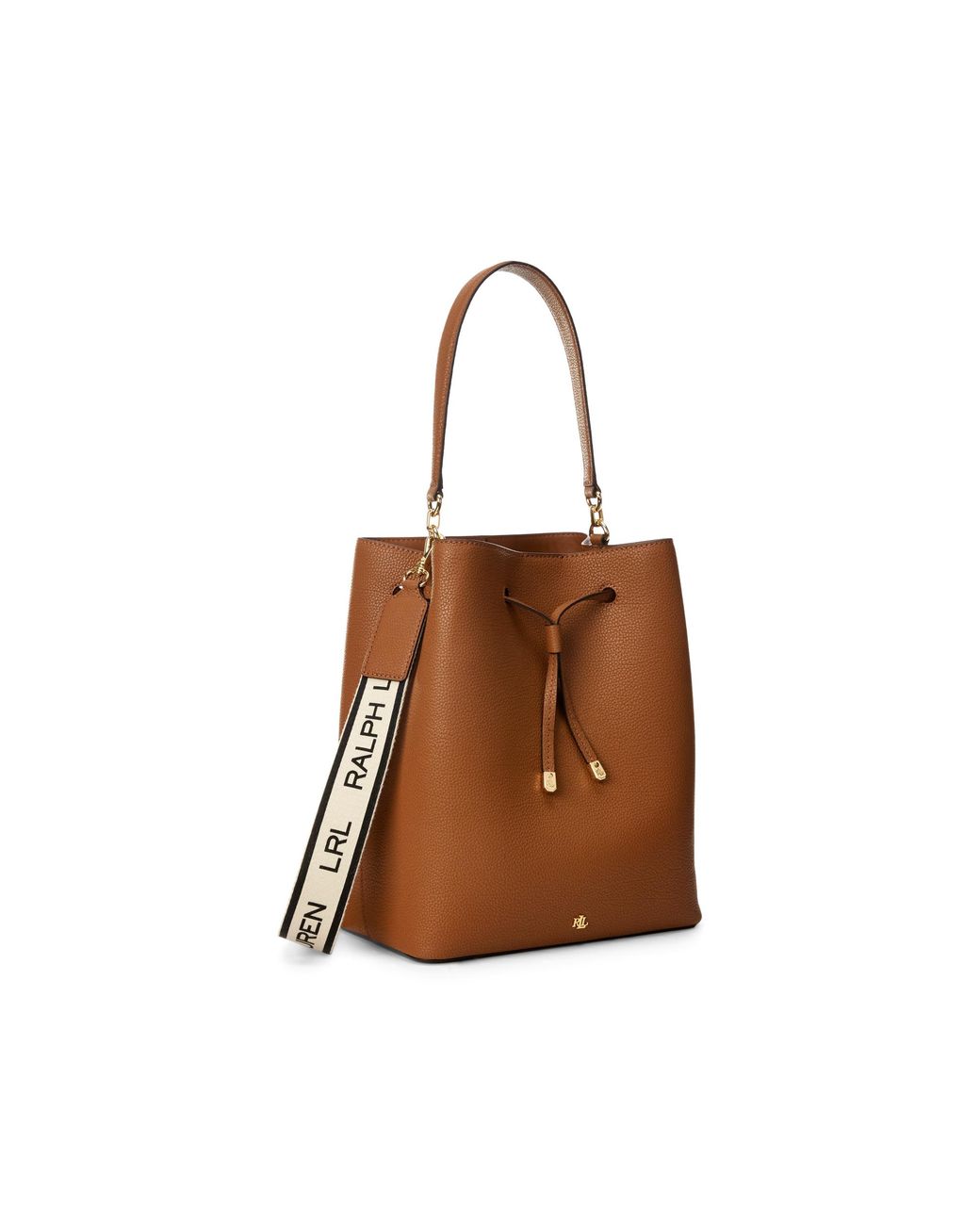 Lauren by Ralph Lauren Large Logo Debby Drawstring Bag in Brown | Lyst