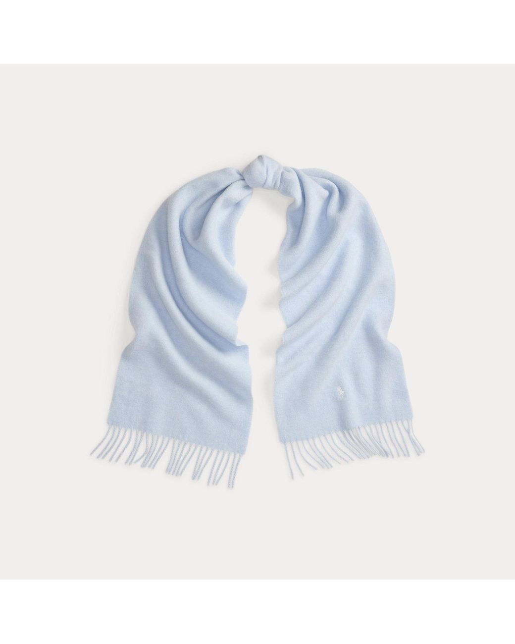 Polo Ralph Lauren Blue Fringe-Trim Wool Scarf