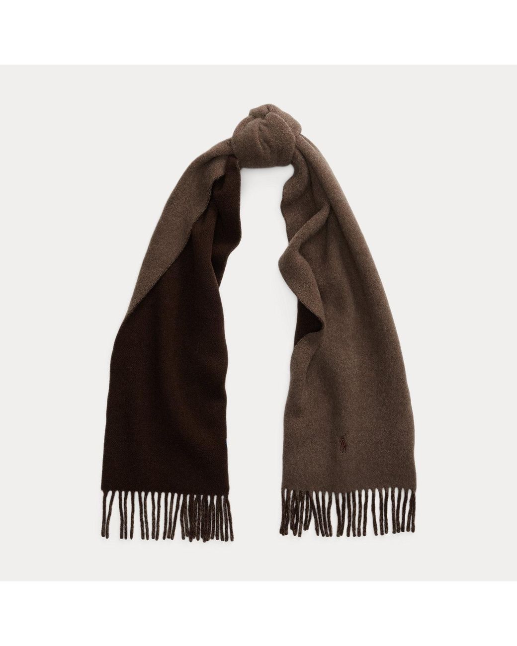 Polo Ralph Lauren Brown Fringe-Trim Wool Scarf