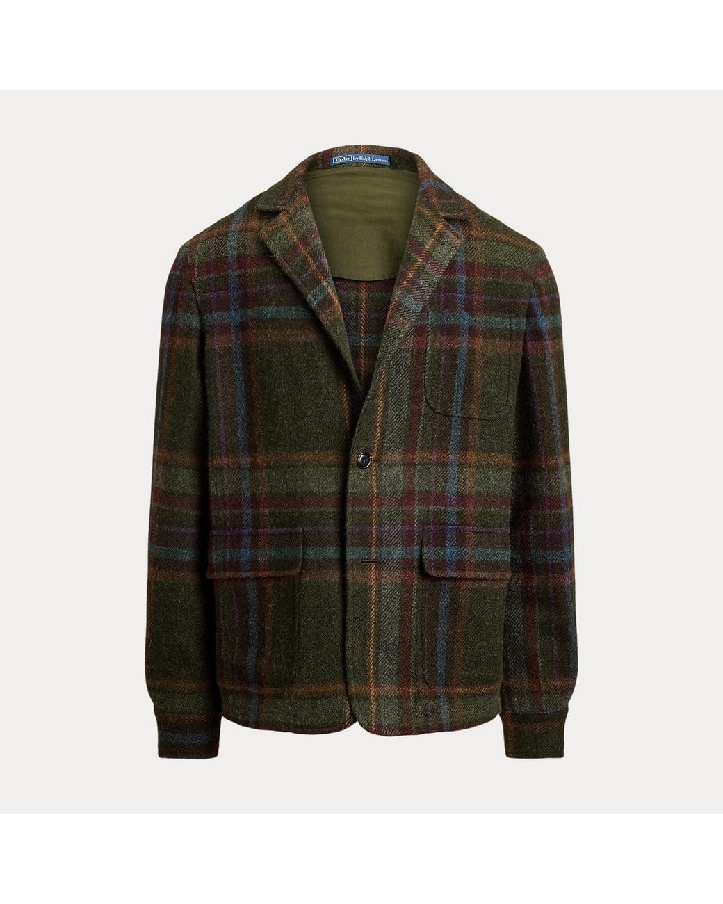 Polo Ralph Lauren Green Tailored Fit Plaid Tweed Blazer for men