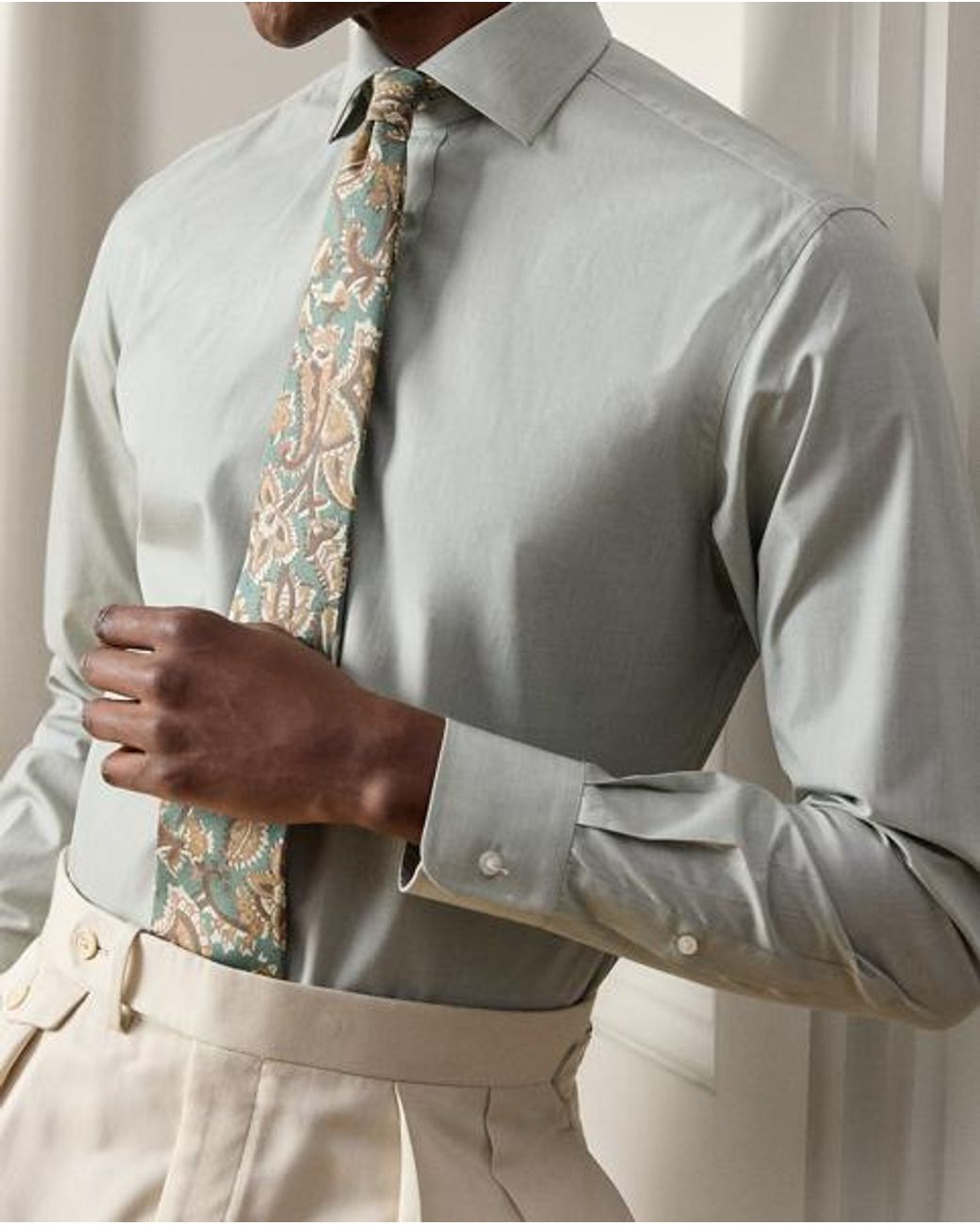 Ralph Lauren Gray End-On-End Shirt for men