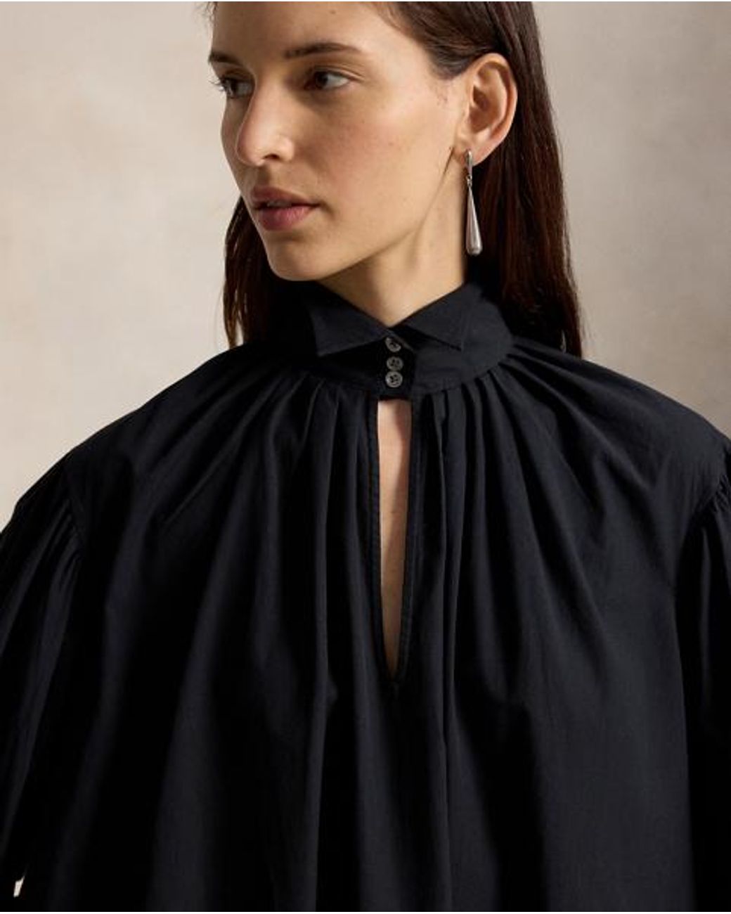 Polo Ralph Lauren Black Pleated Tuxedo-Collar Dress