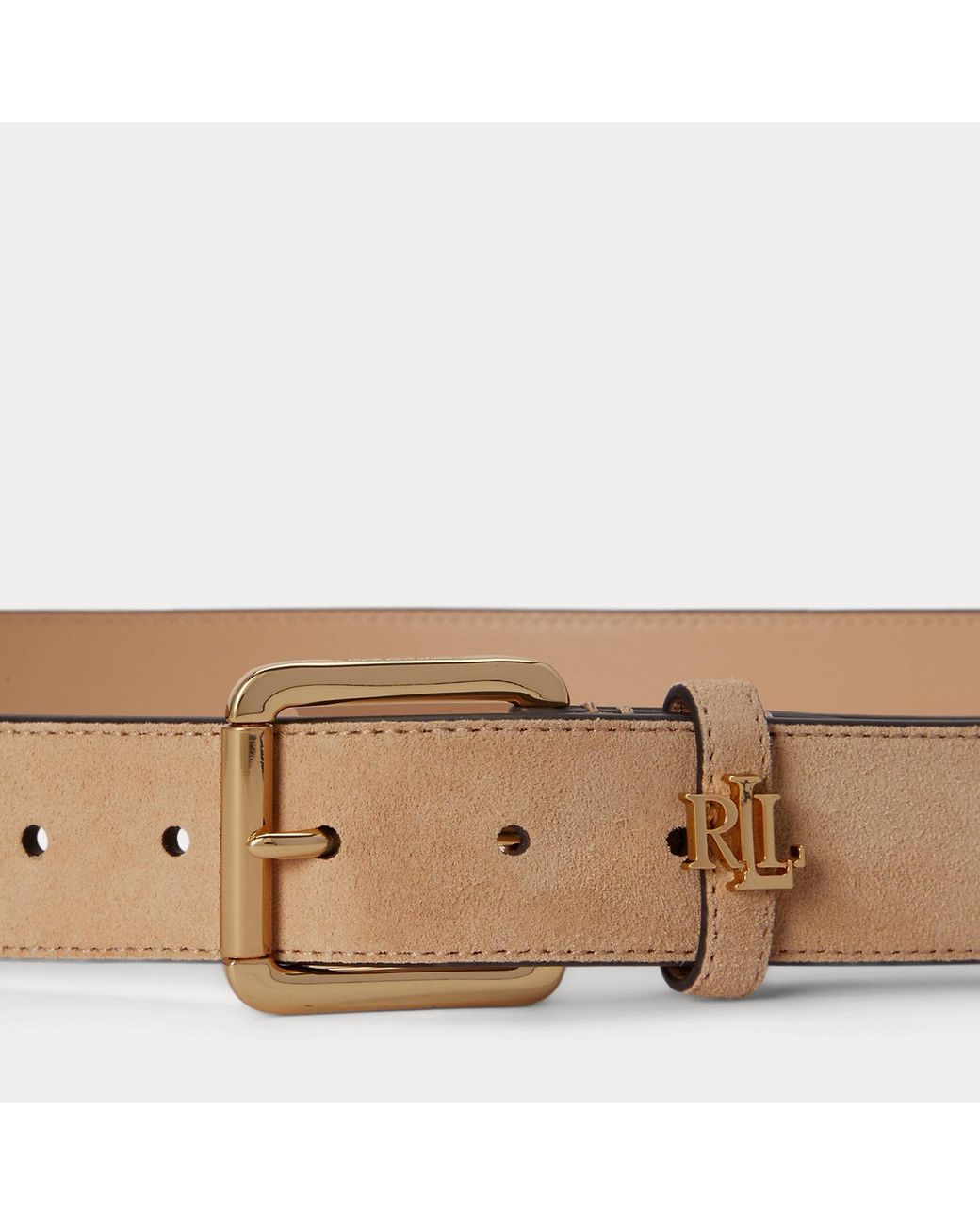 Ralph Lauren Natural Logo-Keeper Suede Belt