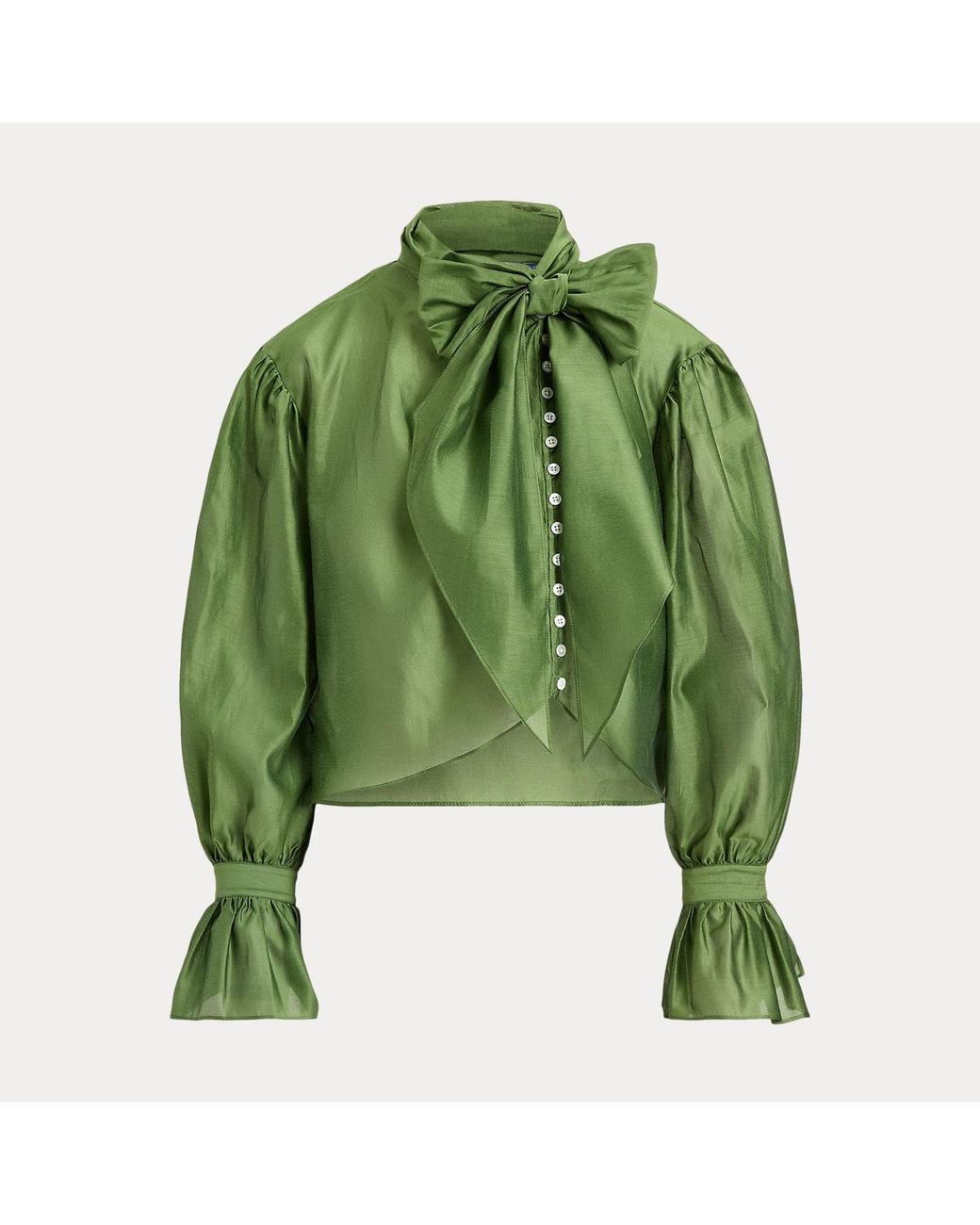 Polo Ralph Lauren Green Tie-Bow Organdy Shirt