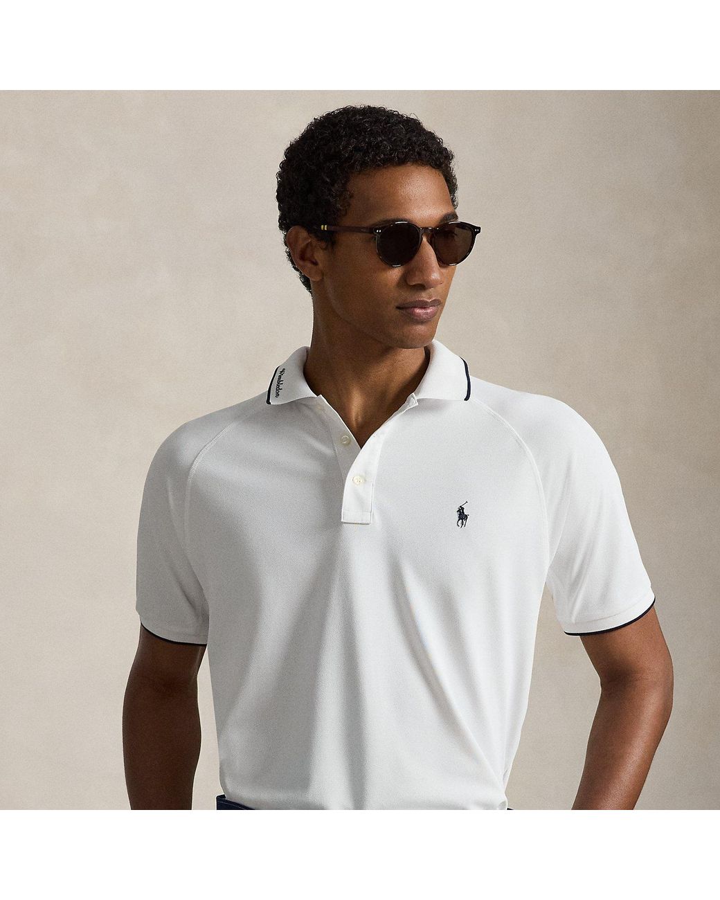 Polo Ralph Lauren White Wimbledon Custom Slim Fit Polo Shirt for men