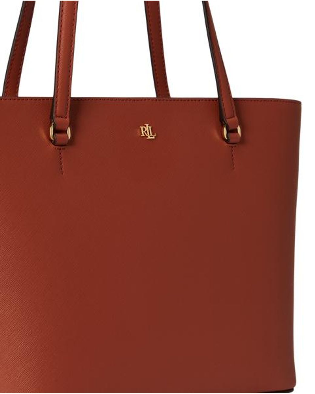 Ralph Lauren Red Medium Karly Crosshatch Leather Tote