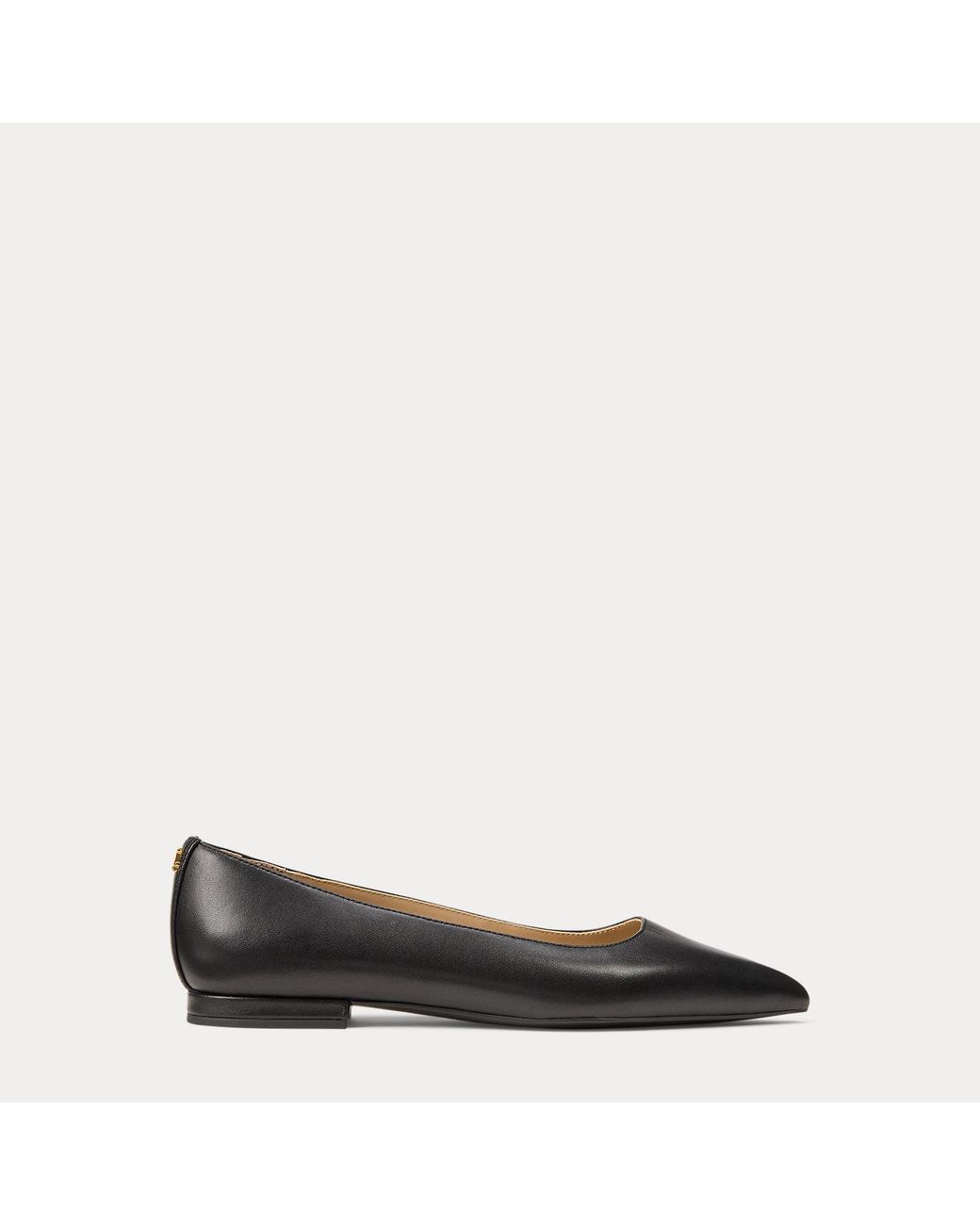 Ralph Lauren Black Londyn Leather Ballet Flat