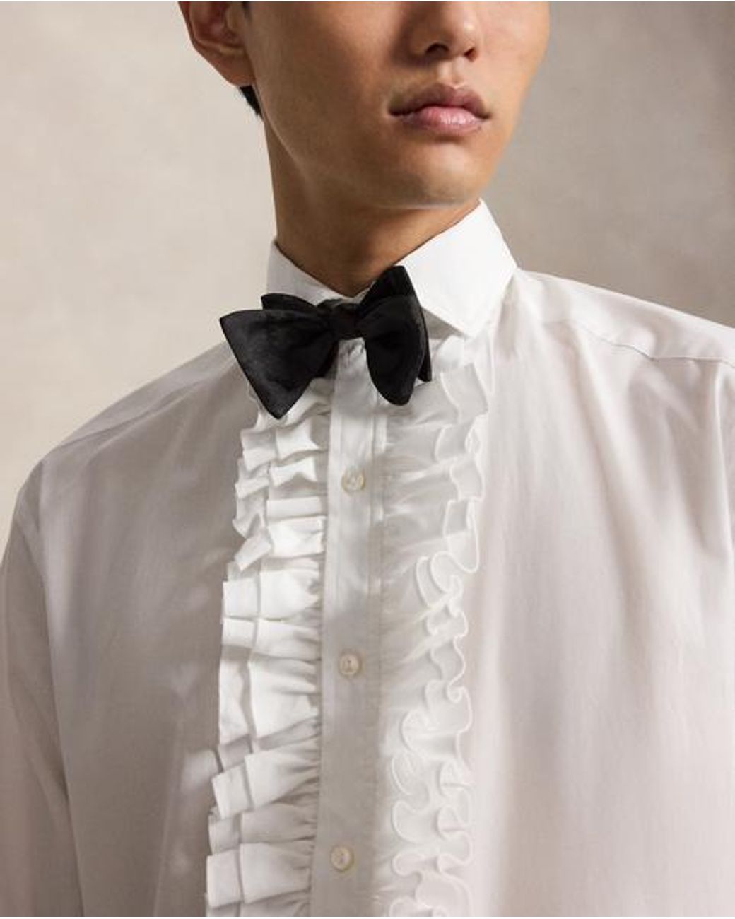 Polo Ralph Lauren White Classic Fit French Cuff Tuxedo Shirt for men