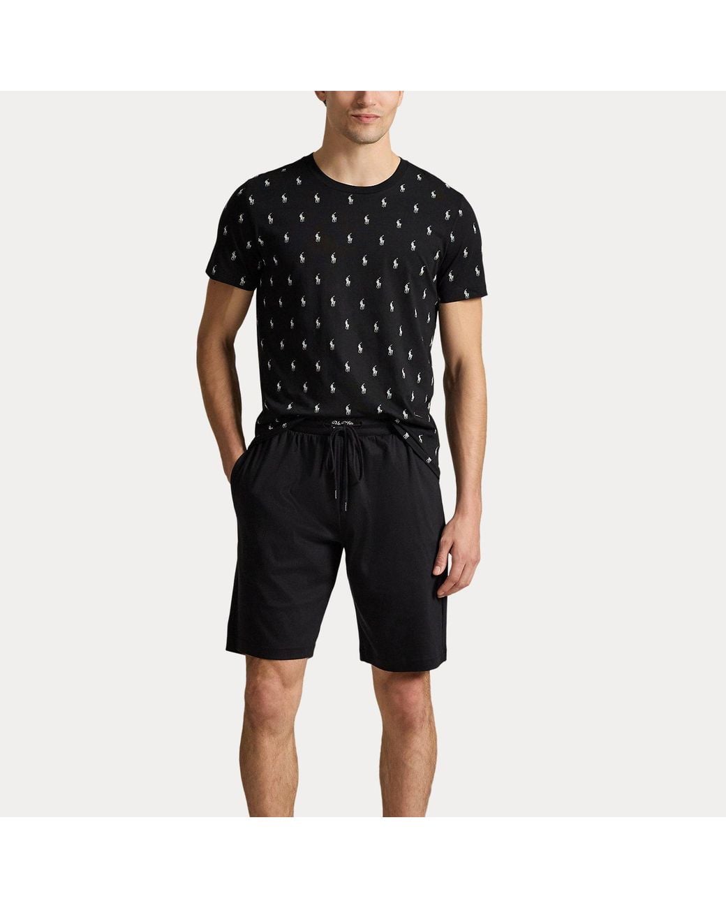 Polo Ralph Lauren Black Allover Pony Cotton Jersey Sleep Shirt for men