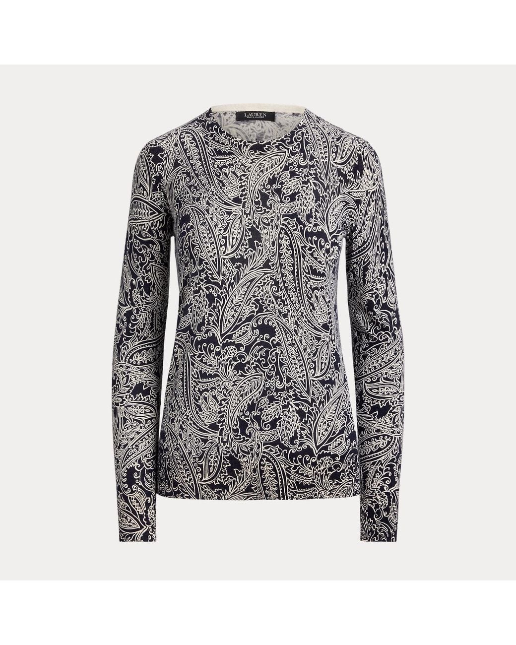 Ralph Lauren Gray Cotton-Modal Paisley Jumper