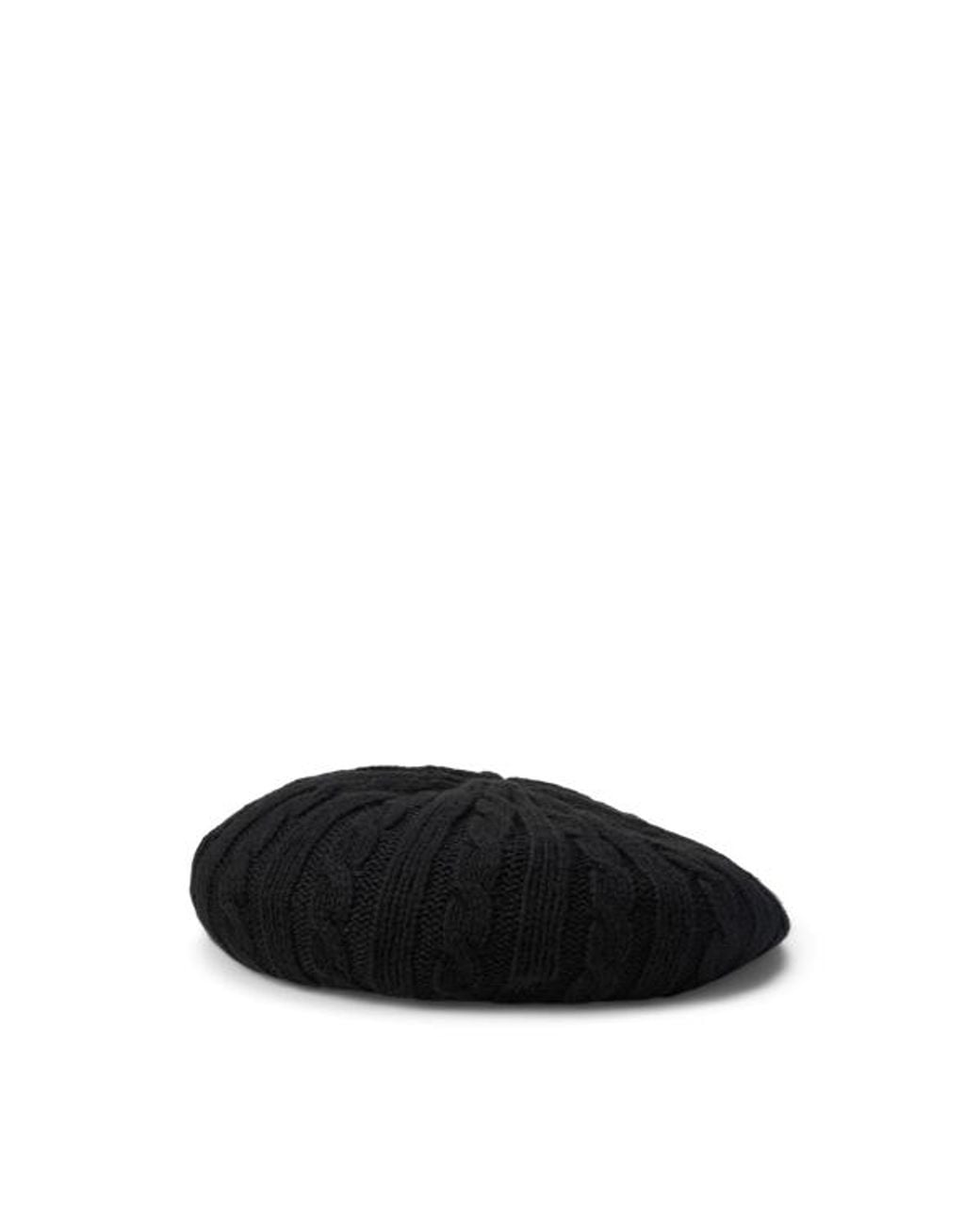 Ralph Lauren Black Cable-Knit Beret