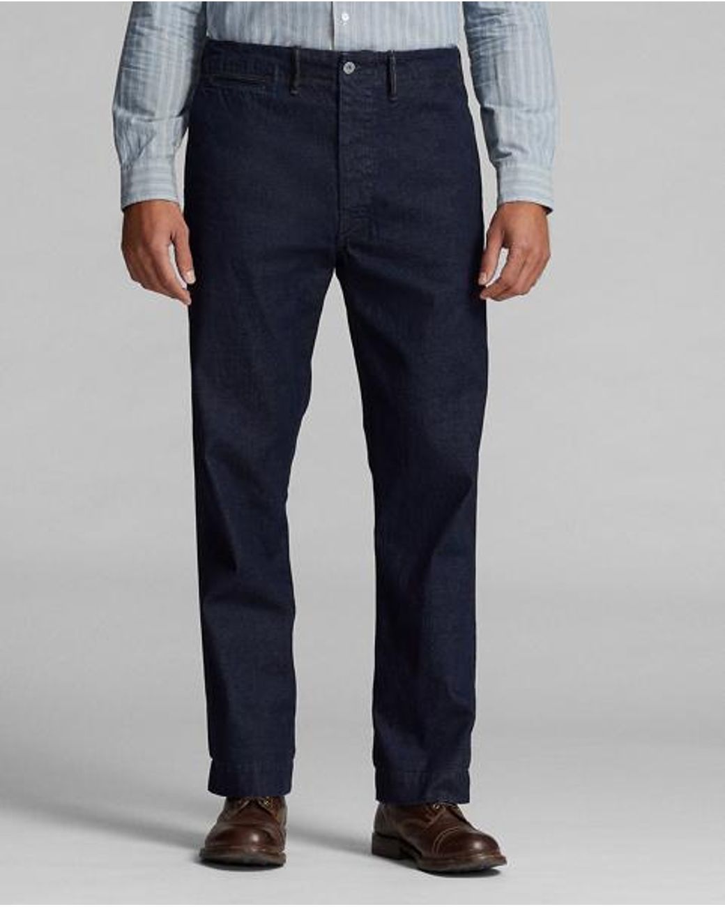 RRL Blue Rinsed Denim Field Trouser for men