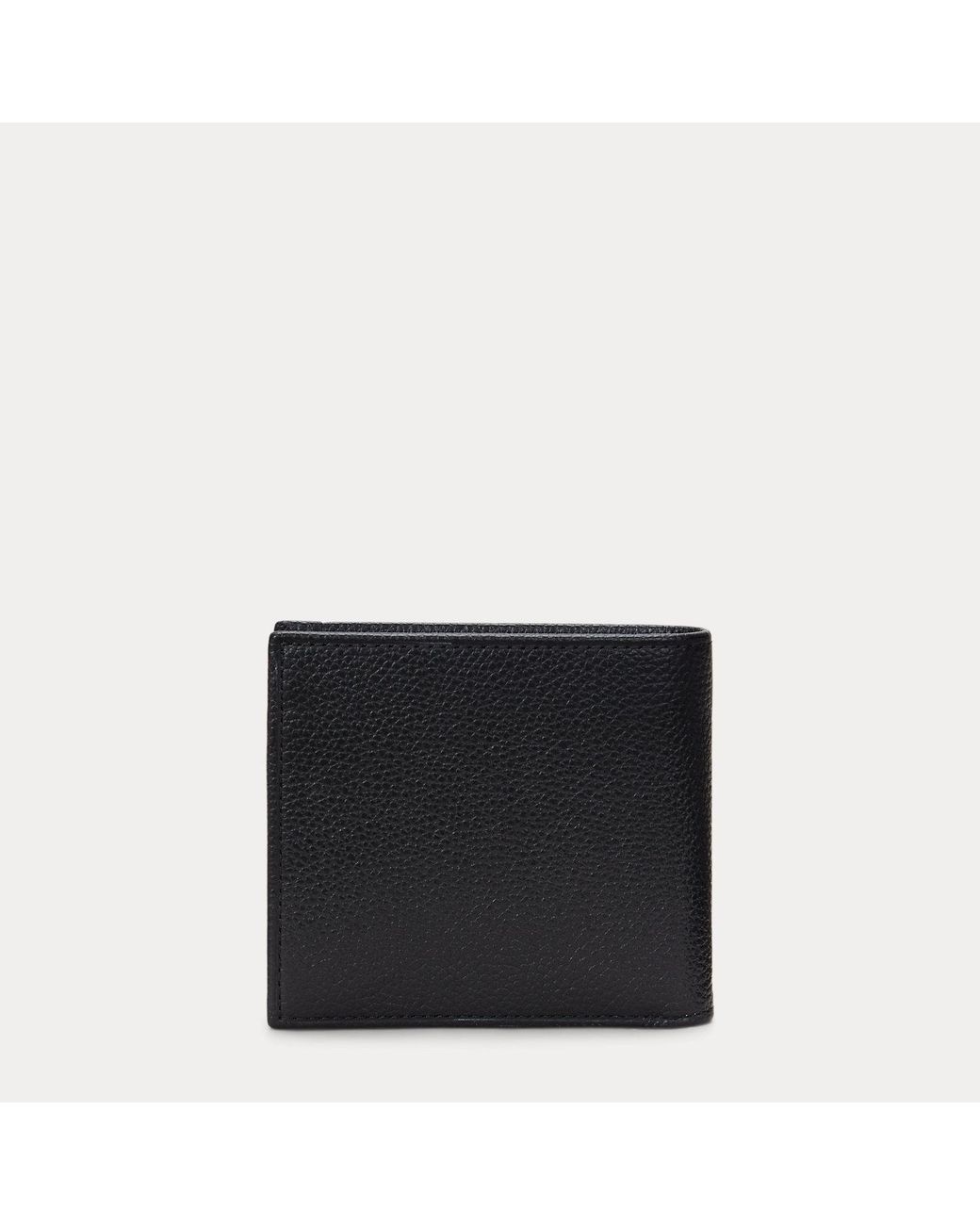 Polo Ralph Lauren Black Pebbled Leather Billfold Coin Wallet for men