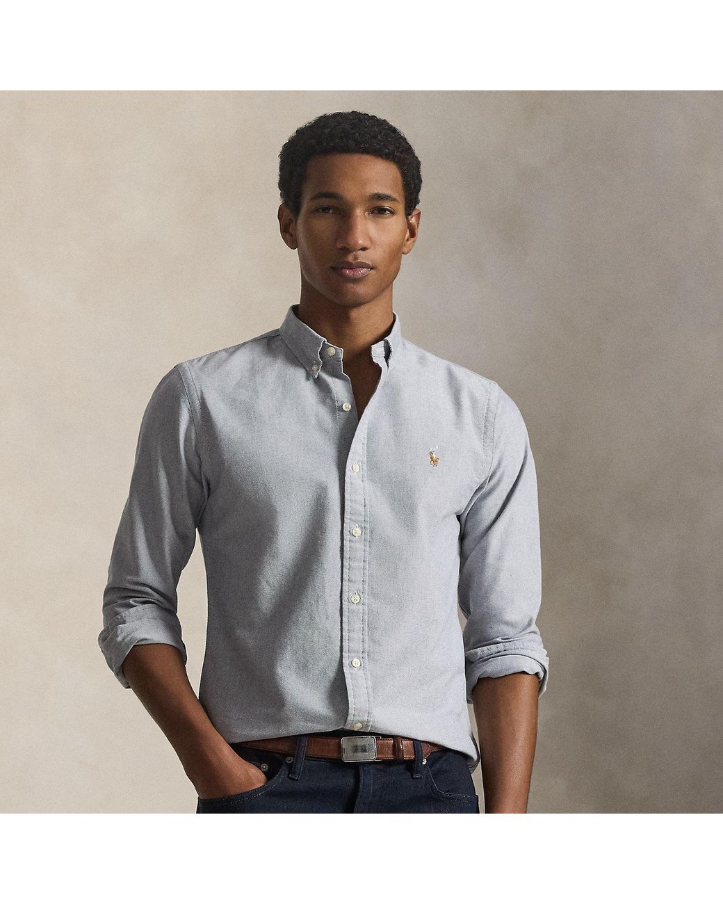 Polo Ralph Lauren Gray Slim Fit Oxford Shirt for men