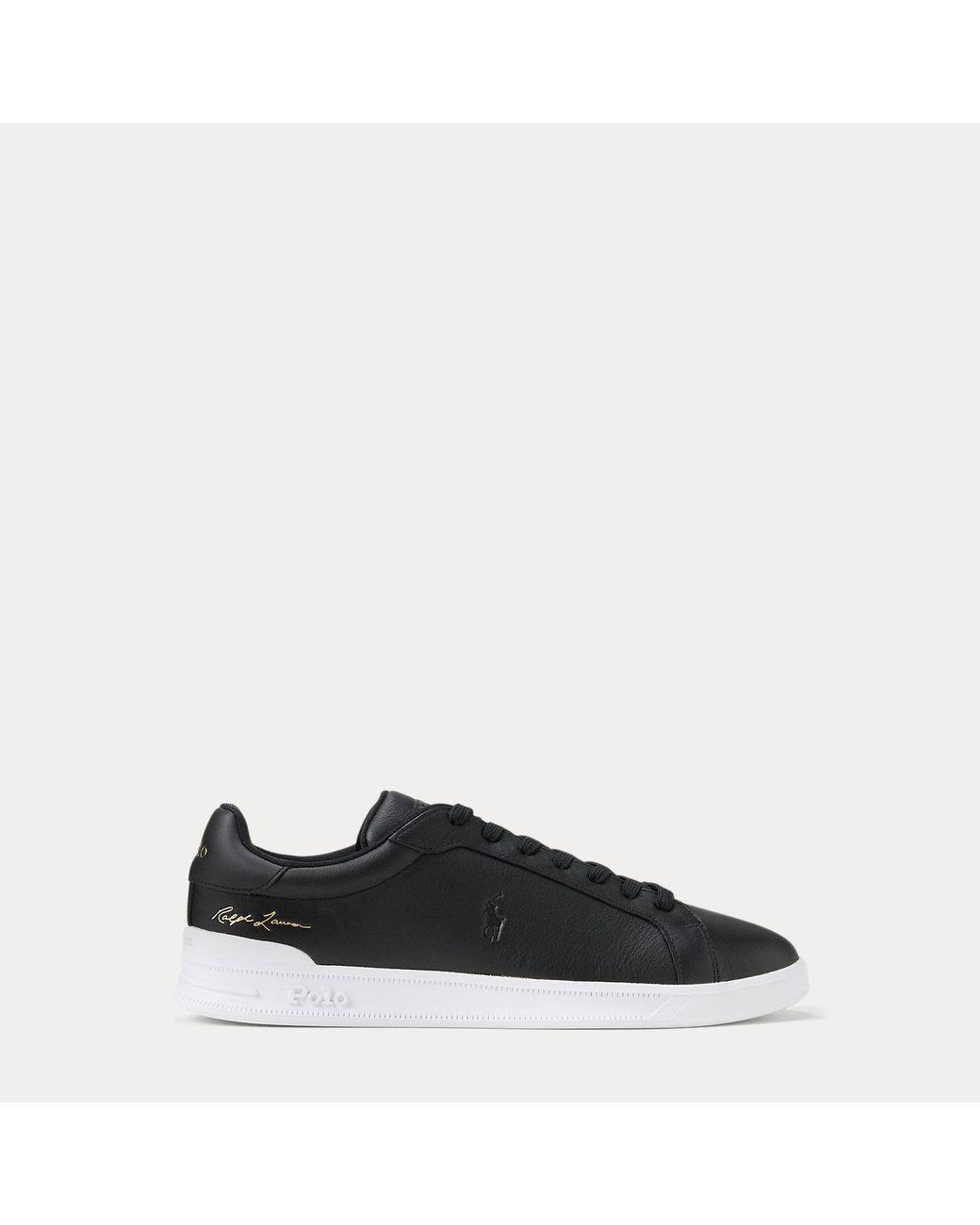 Polo Ralph Lauren Black Heritage Court Ii Leather Trainer for men