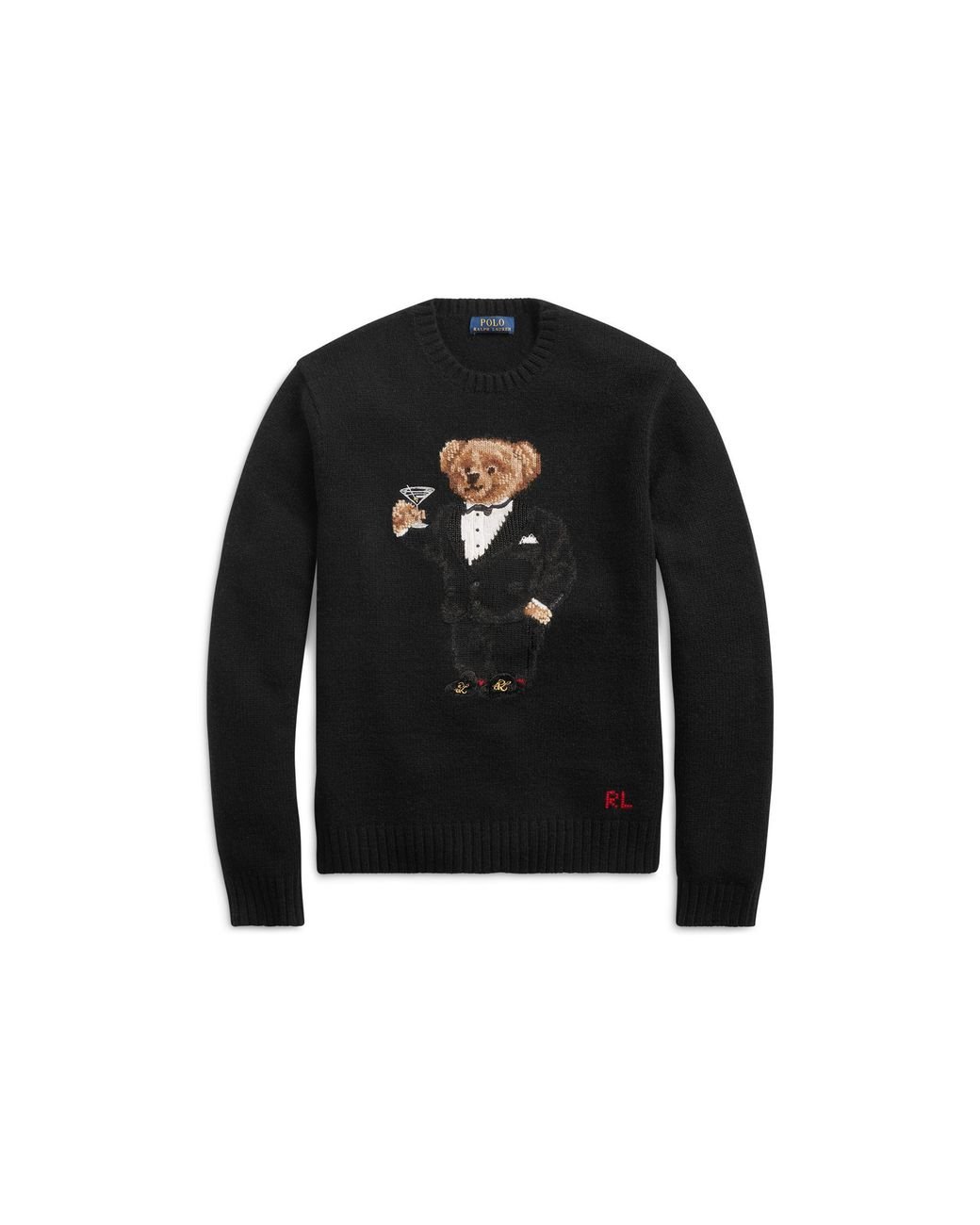 Polo Ralph Lauren Martini Bear Wool Jumper in Black for Men | Lyst