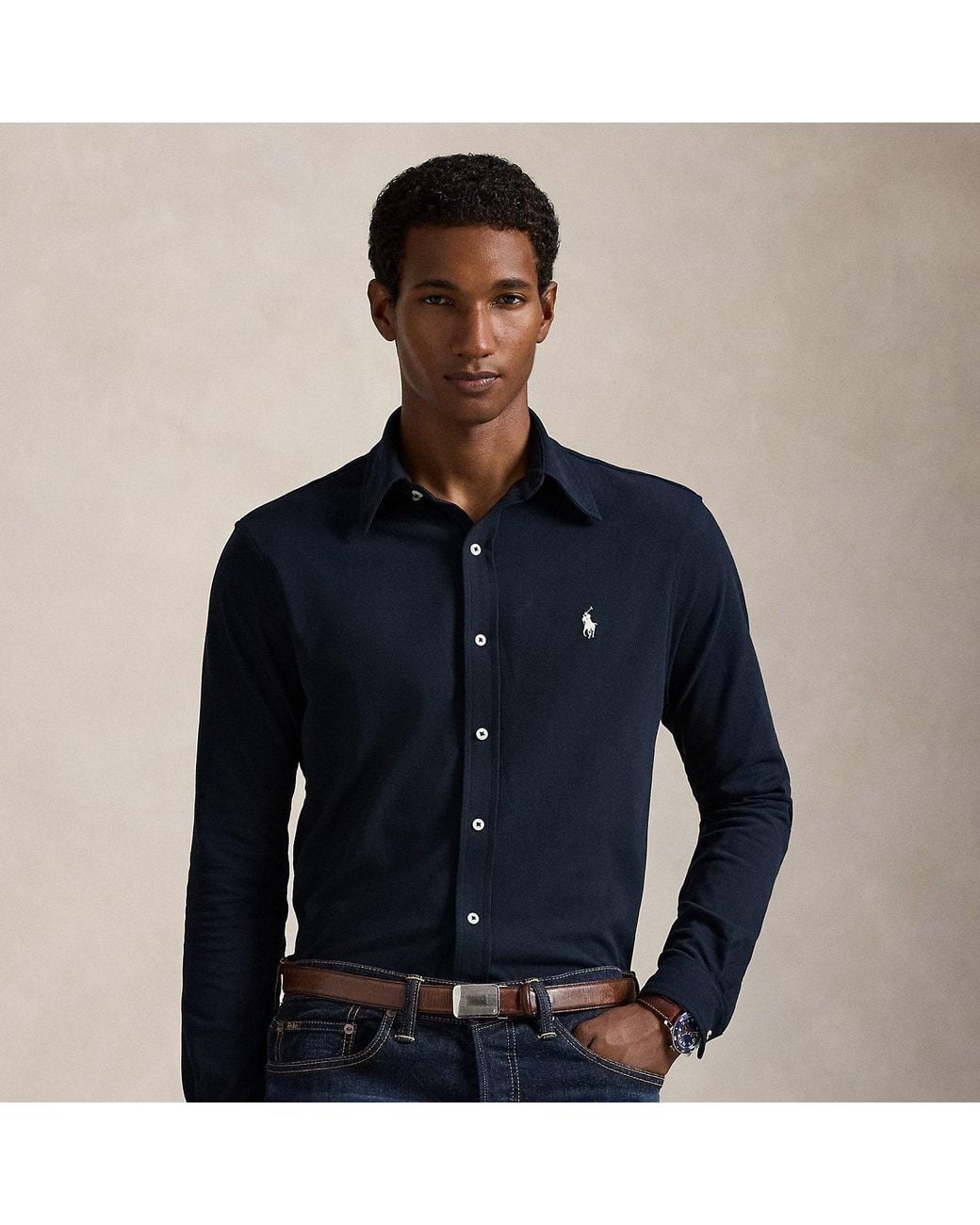Polo Ralph Lauren Blue Fw Mesh Sports Shirt for men