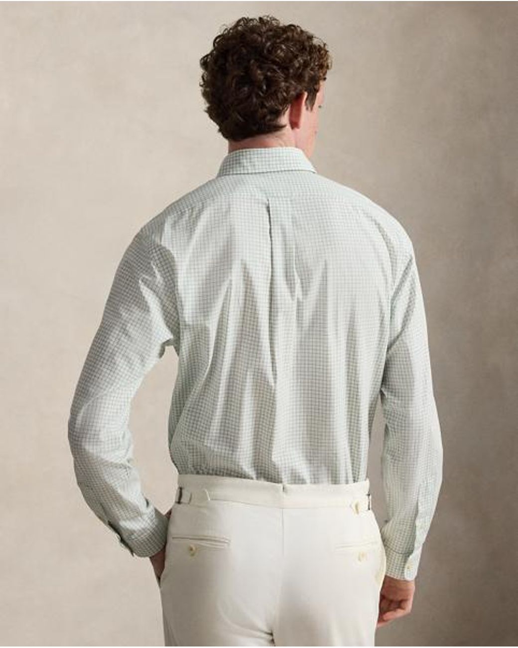 Polo Ralph Lauren White Custom Fit Checked Stretch Poplin Shirt for men