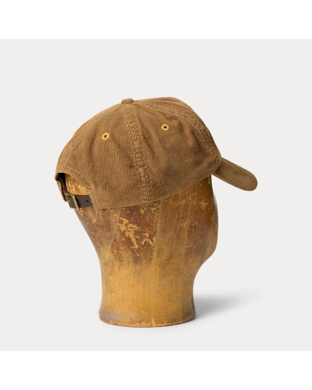 Ralph Lauren Brown Leather-Patch Corduroy Trucker Cap for men