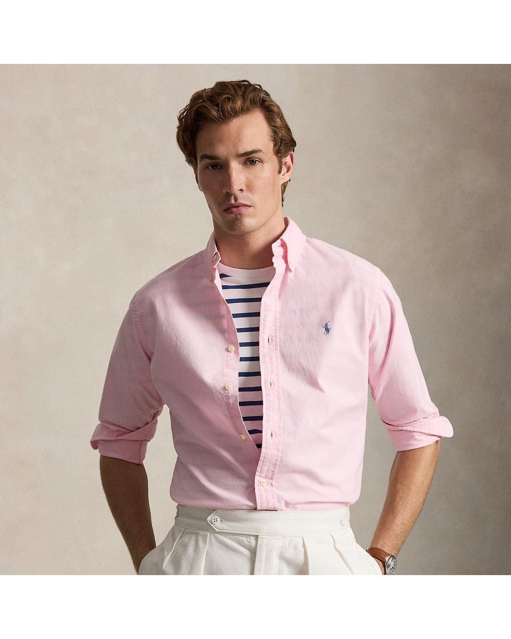 Polo Ralph Lauren Pink Custom Fit Garment-Dyed Oxford Shirt for men
