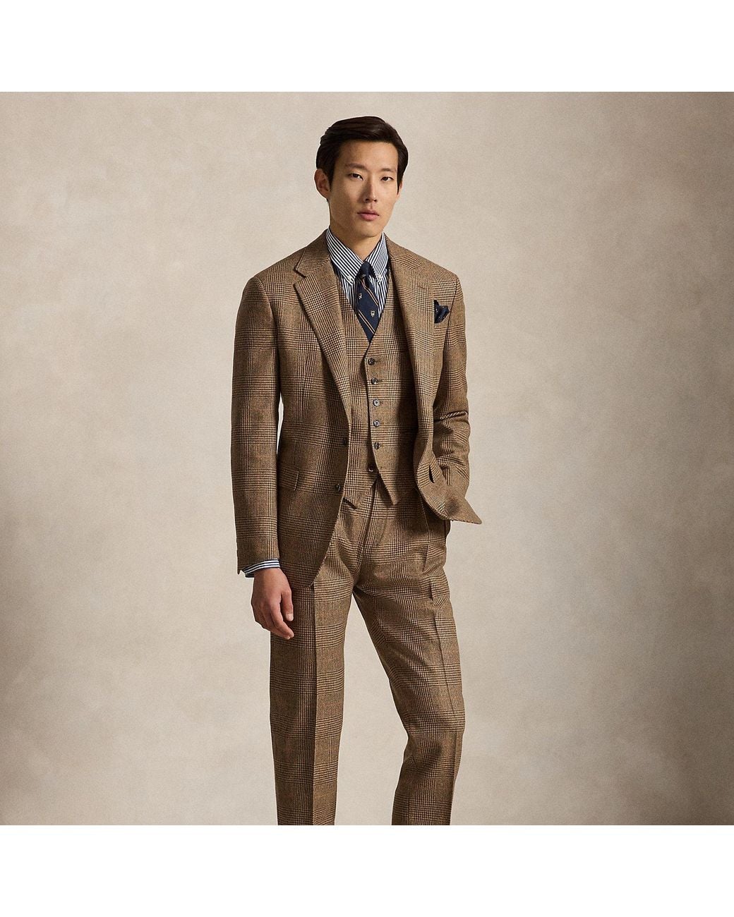 Polo Ralph Lauren Brown Polo Tailored Glen Plaid 3-Piece Suit for men