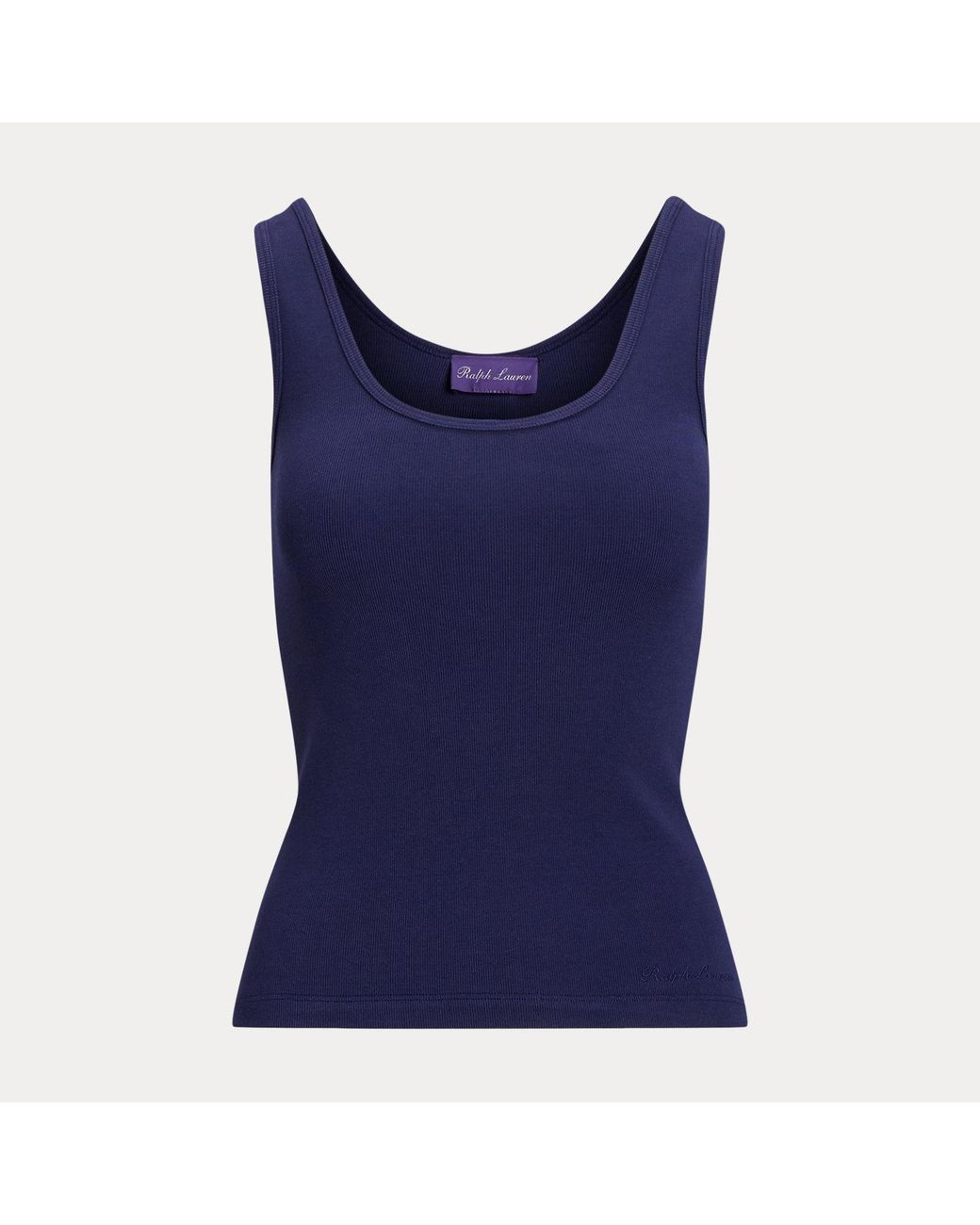 Ralph Lauren Blue Ellis Rib-Knit Cotton-Blend Tank Top