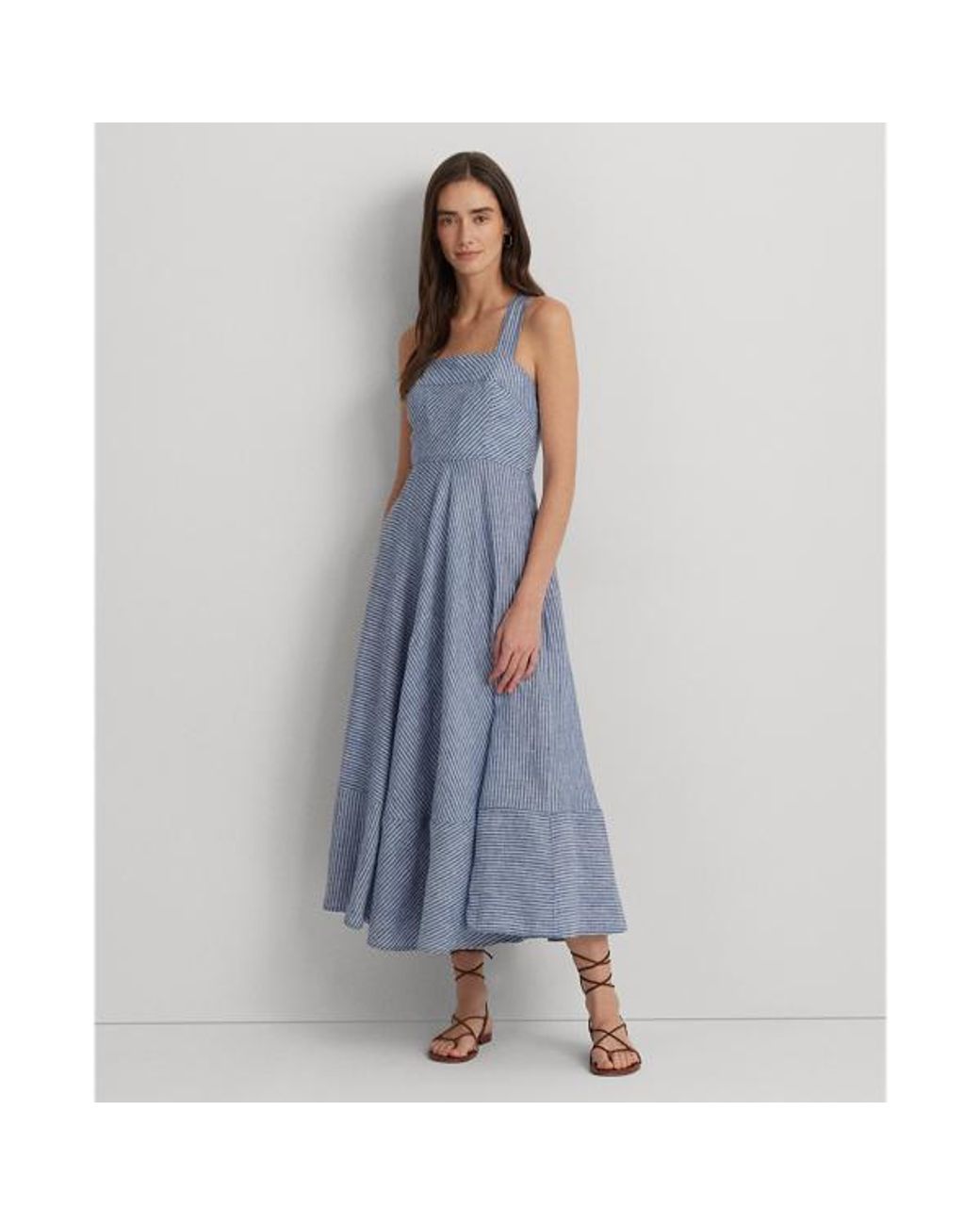 Ralph Lauren Ralph Lauren Pinstripe Linen Sleeveless Dress in Blue Lyst UK