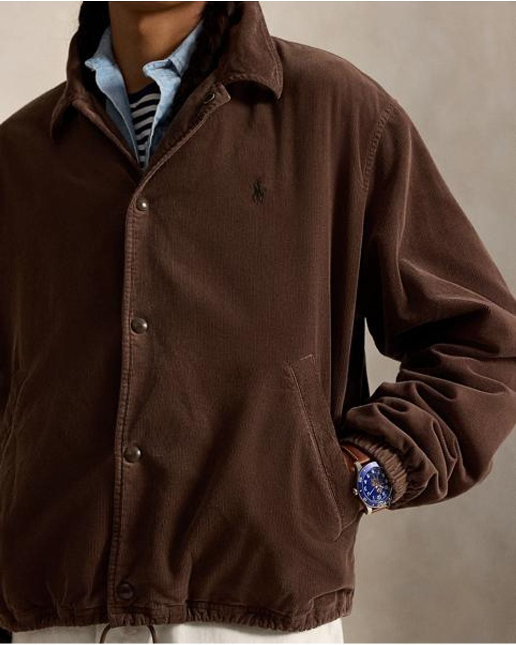 Polo Ralph Lauren Brown Relaxed Fit Corduroy Coach's Jacket for men