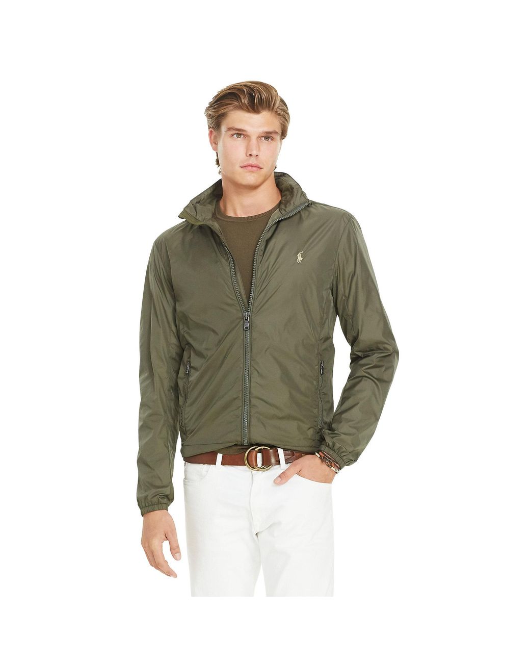 Olive green polo clearance windbreaker