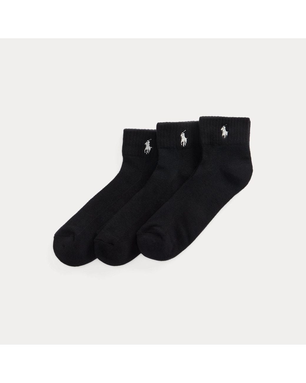 Polo Ralph Lauren Black Half-Cushioned Sport Ankle Sock 3-Pack