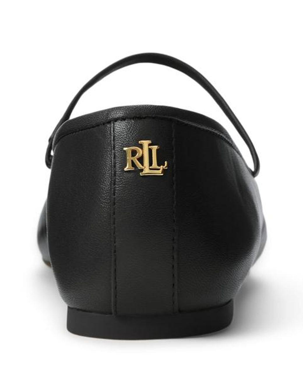 Ralph Lauren Black Jayna Nappa Leather Mary Jane Flat
