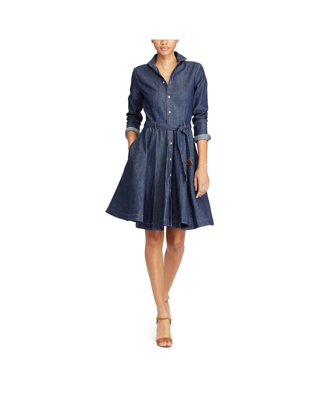 Polo Ralph Lauren Belted Denim Shirtdress in Blue | Lyst