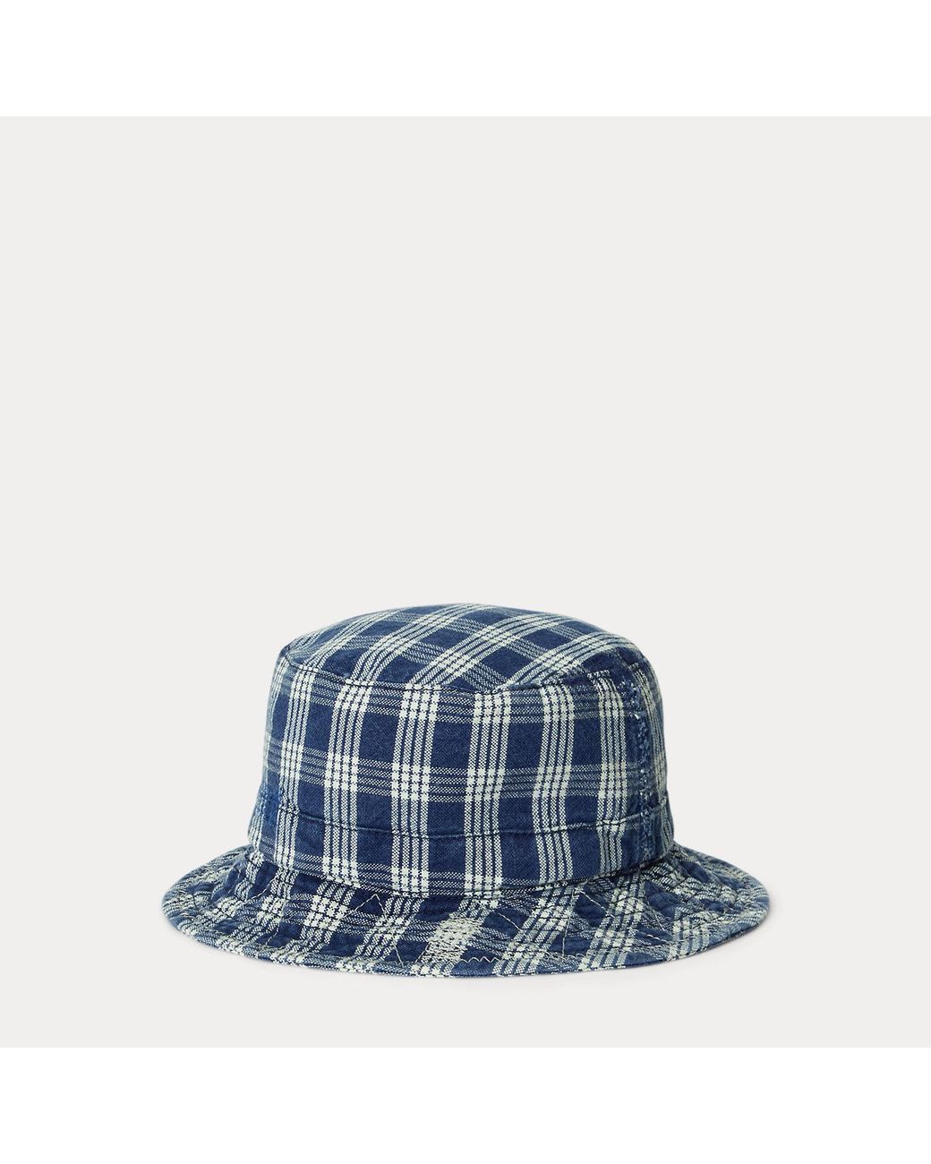 Polo Ralph Lauren Blue Plaid Oxford Bucket Hat for men