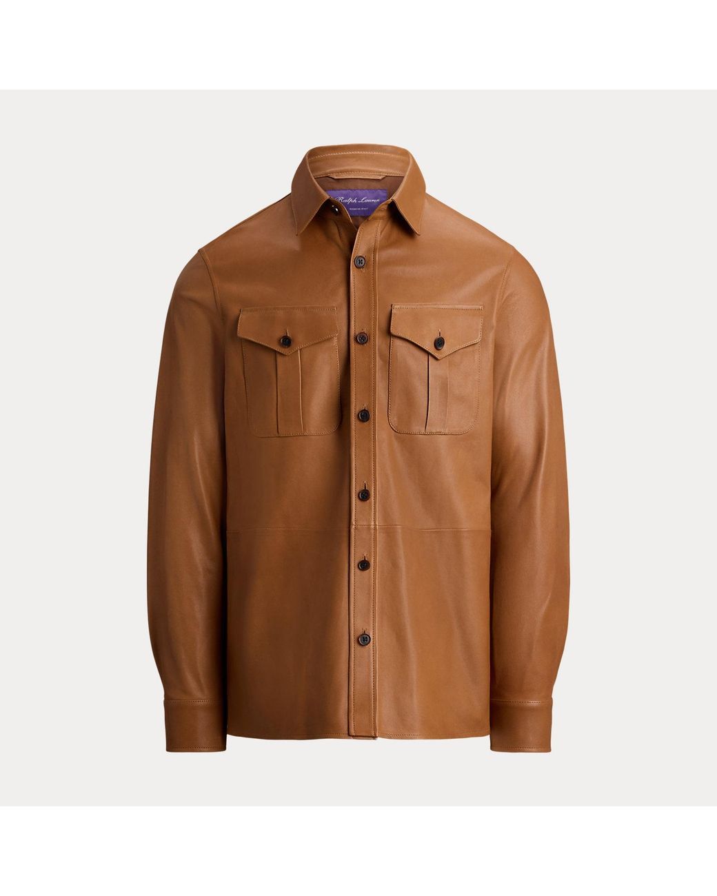 Ralph Lauren Brown Leather Overshirt for men
