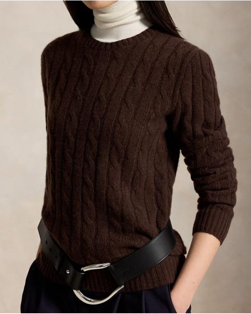 Polo Ralph Lauren Black Cable-Knit Cashmere Sweater