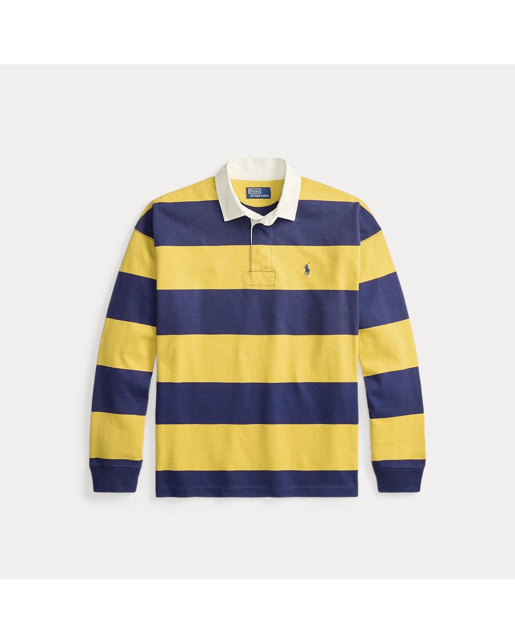 Polo Ralph Lauren Blue Big Fit Striped Jersey Rugby Shirt for men