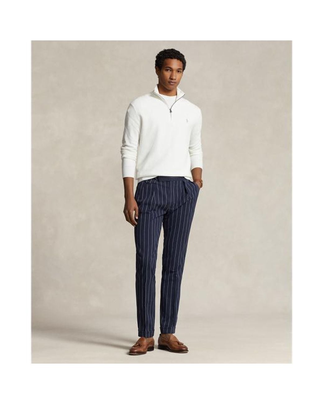 Polo Ralph Lauren White Mesh-Knit Cotton Quarter-Zip Sweater for men