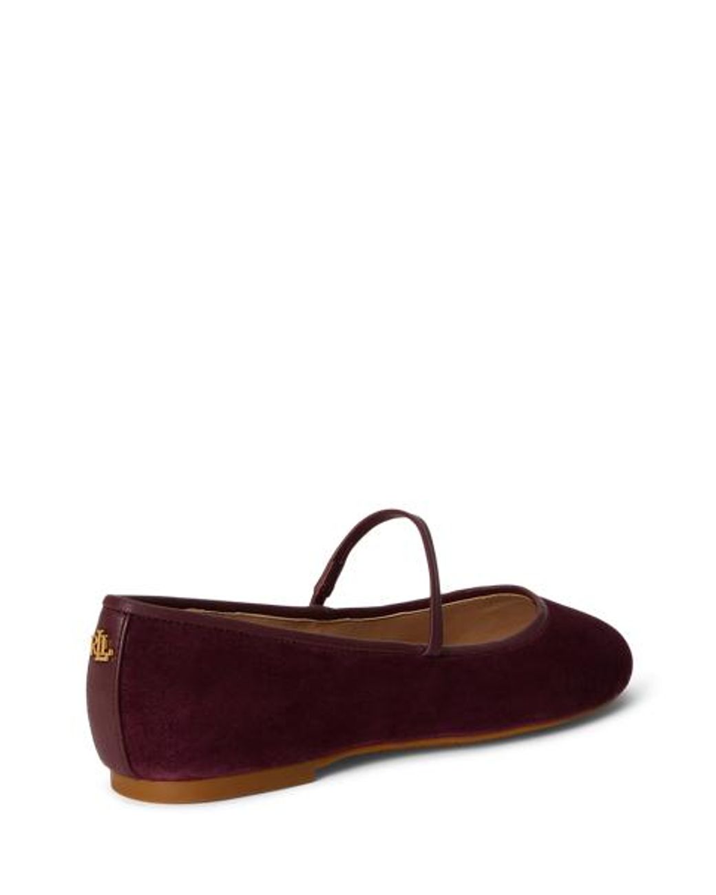 Ralph Lauren Red Jayna Nappa-Trim Suede Mary Jane Flat