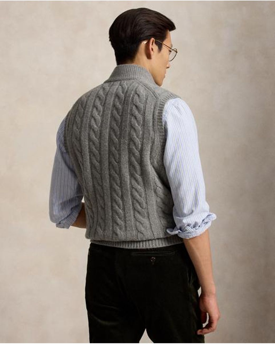Polo Ralph Lauren Gray Cable-Knit Sleeveless Jumper for men