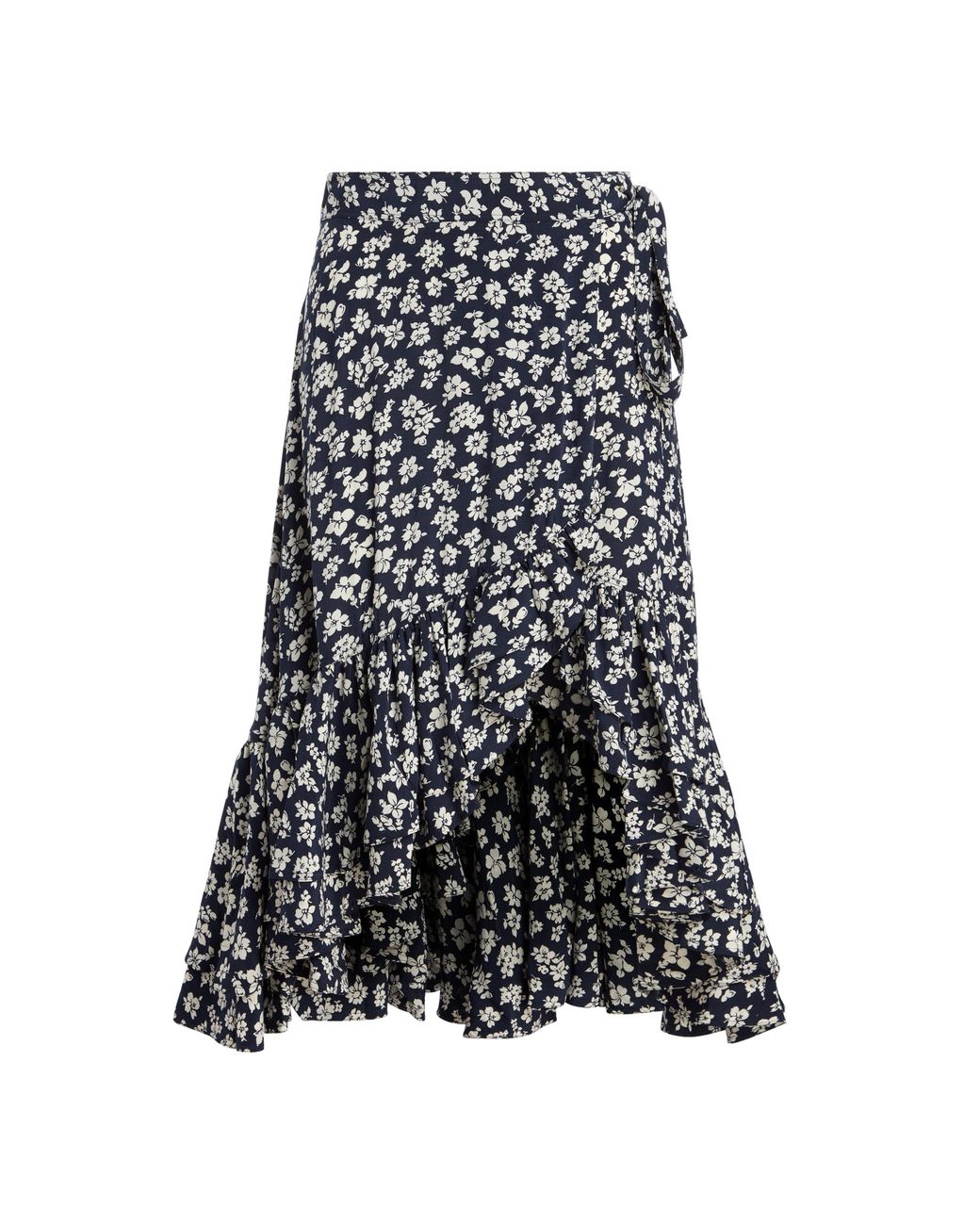 Polo Ralph Lauren Floral Crepe Wrap Skirt in Navy/Cream Floral (Blue ...