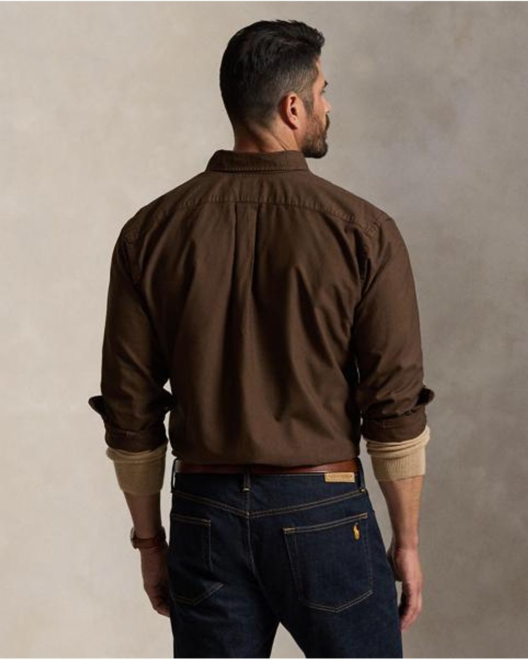 Ralph Lauren Brown Garment-Dyed Oxford Shirt for men