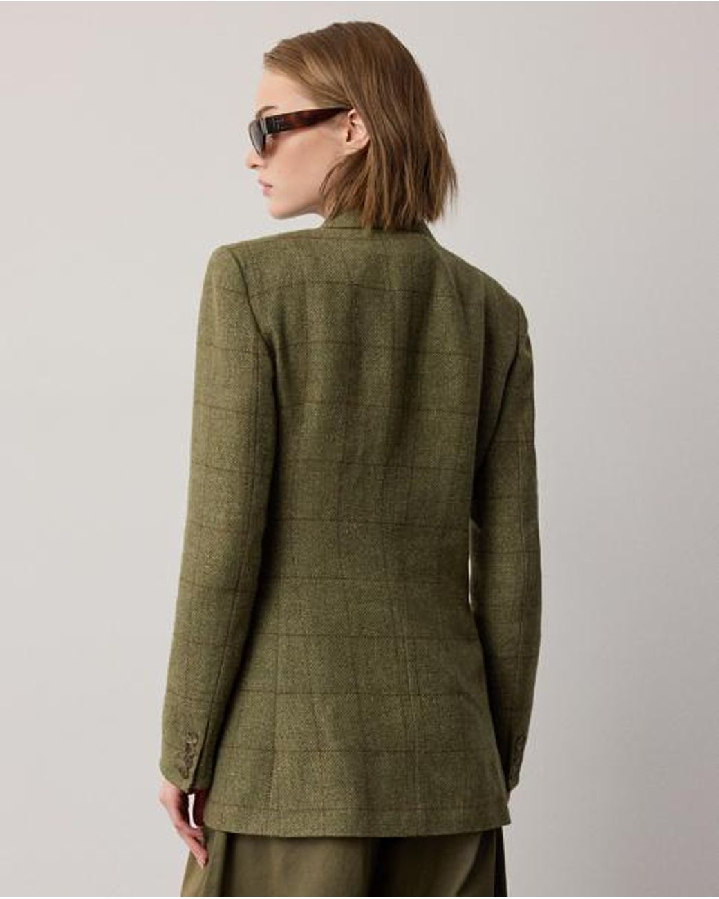 Ralph Lauren Green Ramona Windowpane Tweed Jacket