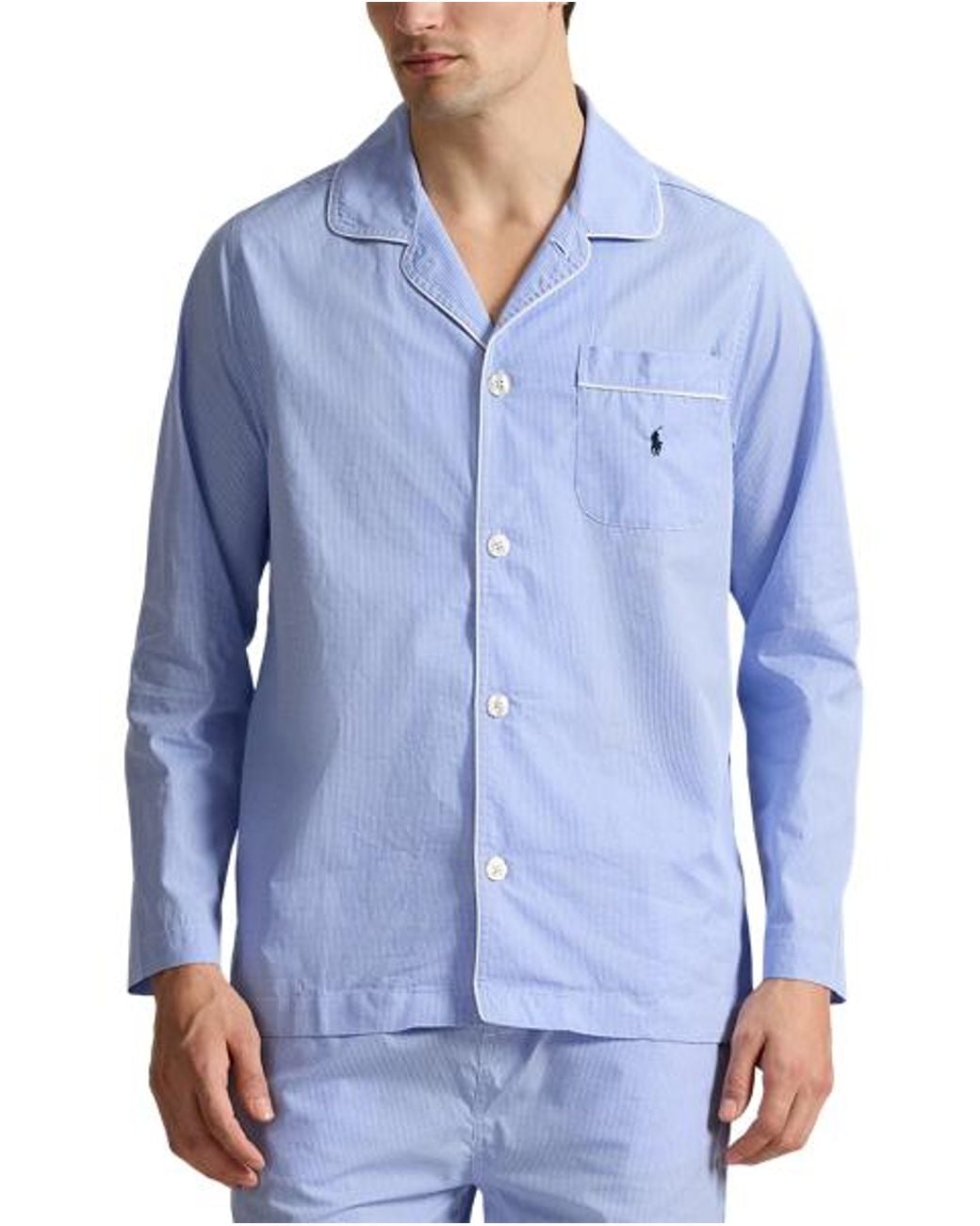 Polo Ralph Lauren Blue Gingham Poplin Long Sleep Set for men